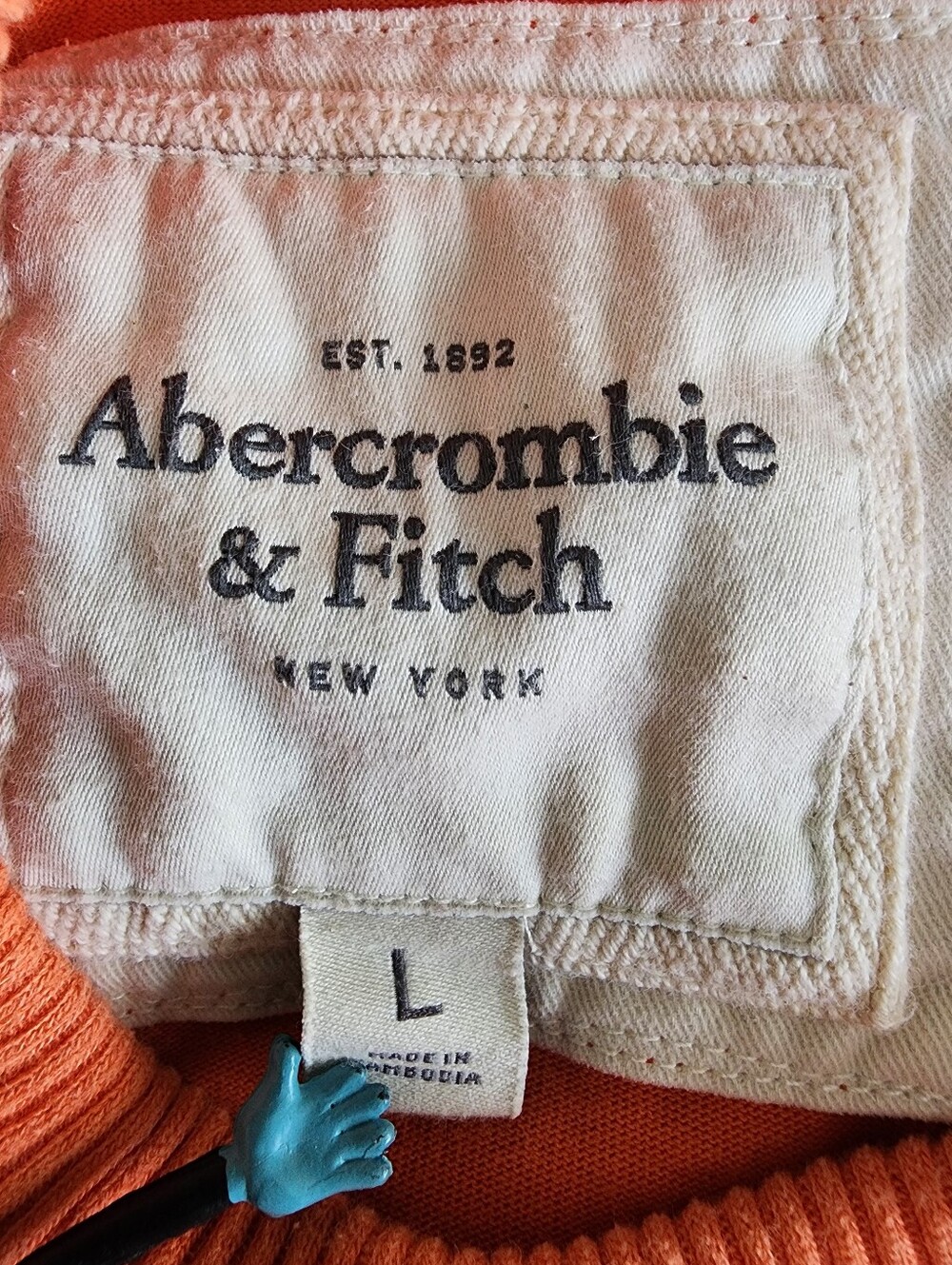 Abercrombie & Fitch Orange Cotton Long Sleeve Sweat Shirt SZ Large - Picture 7 of 8